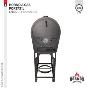 Horno a Gas Portátil - Tamaño Chico + 2 bandejas enlozadas con rejillas en acero inoxidable