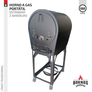 Horno a Gas Portátil Estandar + 2 bandejas enlozadas con rejillas en acero inoxidable