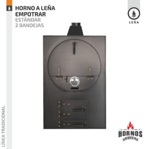 Horno a Leña para Empotrar + 2 bandejas enlozadas con rejillas en acero inoxidable
