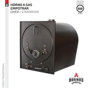 Horno a Gas para Empotrar - Tamaño Chico + 2 bandejas enlozadas con rejillas en acero inoxidable