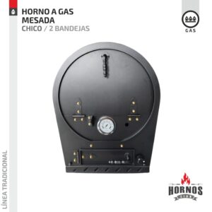 Horno Mesada a Gas - Tamaño Chico + 2 bandejas enlozadas con rejillas en acero inoxidable.